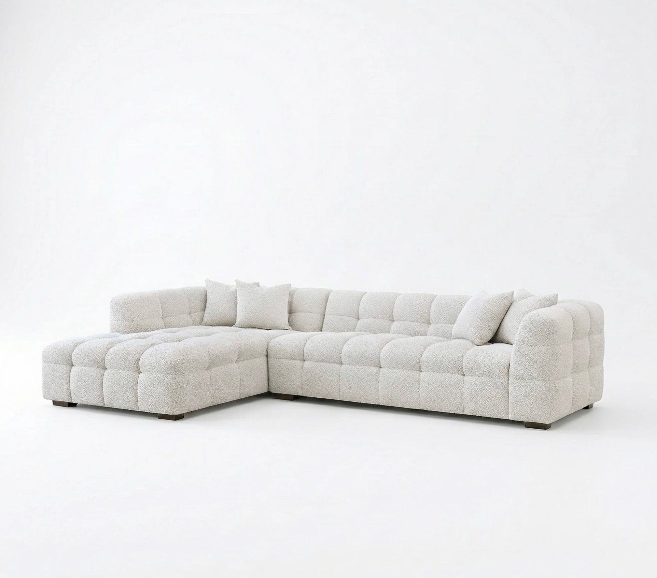 Tribeca Bubble Left Hand Facing (LHF) Corner Sofa – Oatmeal Beige Bouclé