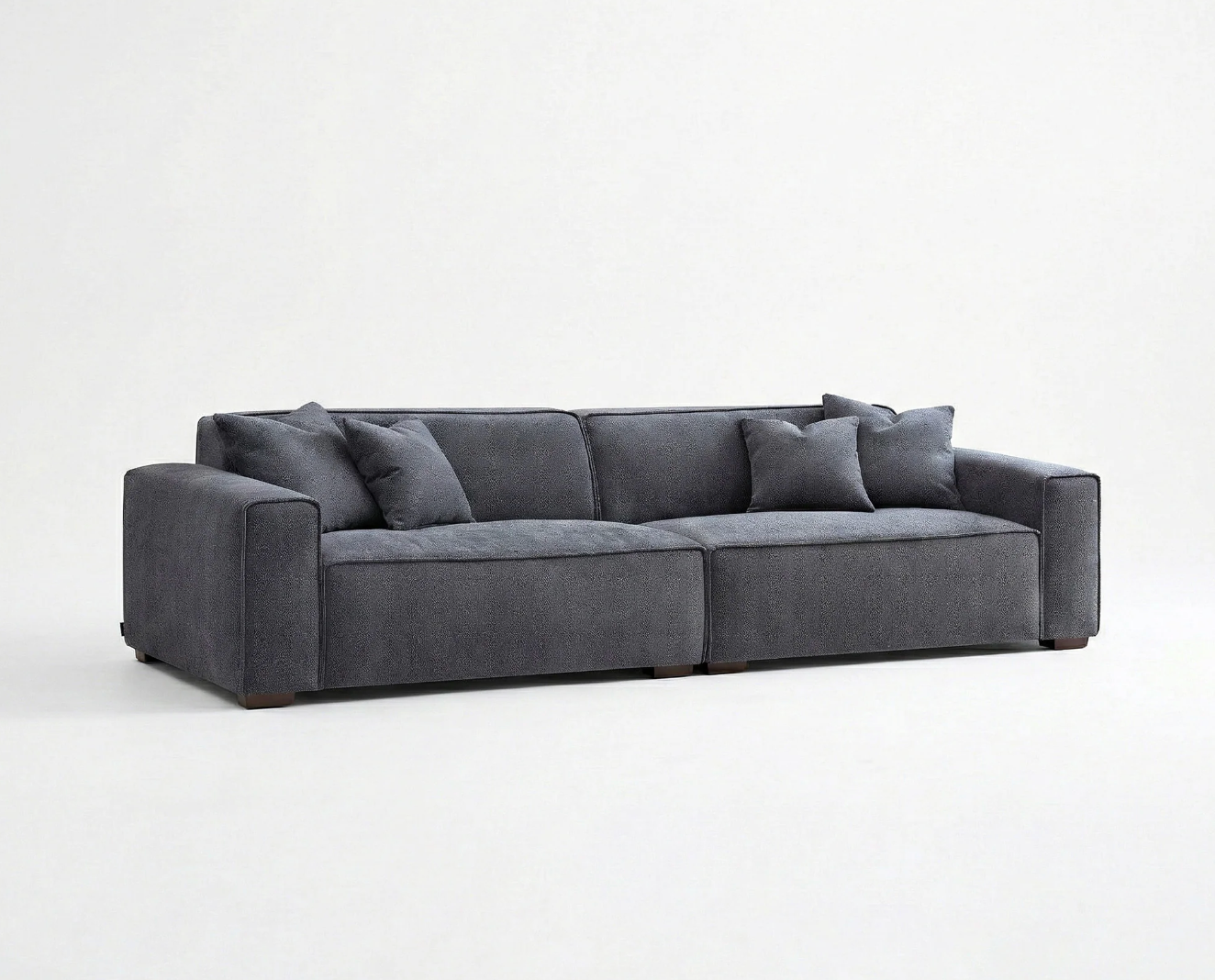 Dakota 4 Seater Large Sofa – Charcoal Grey Bouclé | Feather-Filled