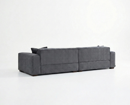 Dakota 4 Seater Large Sofa – Charcoal Grey Bouclé | Feather-Filled