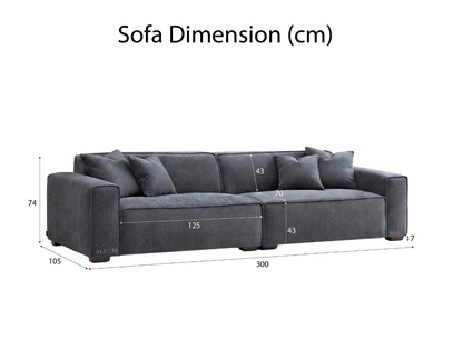 Dakota 4 Seater Large Sofa – Charcoal Grey Bouclé | Feather-Filled