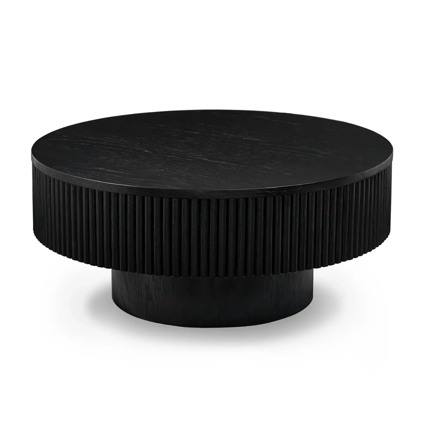 Vivid Black Wooden Round Coffee Table