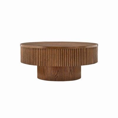 Vivid Brown Wooden Round Coffee Table