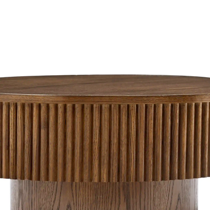 Vivid Brown Wooden Round Coffee Table